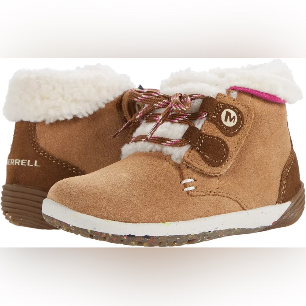 Merrell Kids' Tan and White Fleece Boots size 6